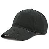 Classic Plain Soft Cotton Unconstructed Curved Bill, Curved Brim Adjustable Back Closure Baseball Cap Hat (Black)