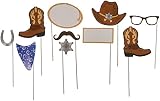 Creative Converting 317696 Assorted Photo Booth Blue Bandana Cowboy Party Props (10 Piece), Multi Sizes, Multicolor