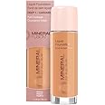 Mineral Fusion Full Coverage Foundation, Liquid Foundation - Deep 1- Tan to Deep Complexion w/Golden Undertones, Lightweight Matte Finish, Up to 12 Hr Hydration, Hypoallergenic & Vegan, 1 fl. oz