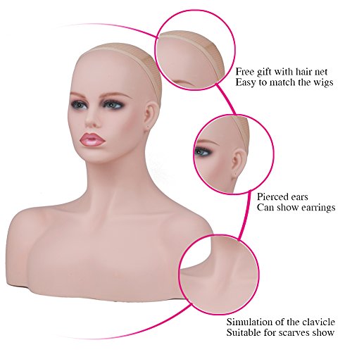 L7 Mannequin Realistic American Polypropylene Mannequin Head Form with Shoulder Bust - Thumbnail 6