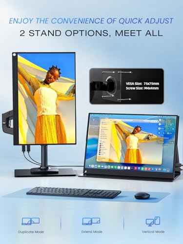 UPERFECT Portable Monitor 2.5K 16 Inch QLED 150% sRGB 500Nits 2000:1 Portable Display QHD 2560 x 1600 IPS Mobile Screen with Protective Case HDMI Type-C for Laptop, PC, Phone, VESA Compatible
