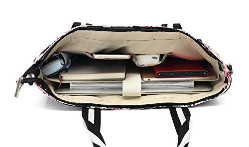 kayond-Laptop-Tote-Bag-bis-zu-173-Zoll-Canvas-Rose-Multifunktions-Arbeit-Reise-Einkaufen-Duffel-Laptoptasche-mit-Griff-Kompatibel-Notebook-MacBook-Ultrabook-Computer17-Zoll-Schwarze-Rose