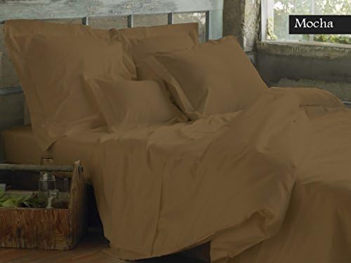 400 THREAD COUNT Organic Cotton 19 inches Deep Pocket, MADE IN THE USA Sheet Set SOLID Great Value (Cal-King,Mocha)