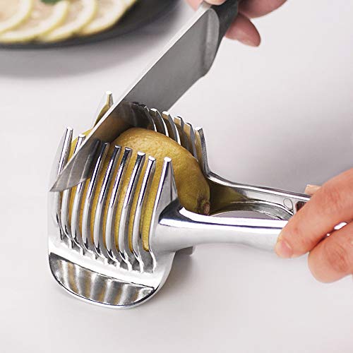 Tomato Slicer Lemon Cutter Stainless Steel Kitchen Cutting Aid Holder Tools For Soft Skin Fruits And Vegetables,Home Made Food & Drinks