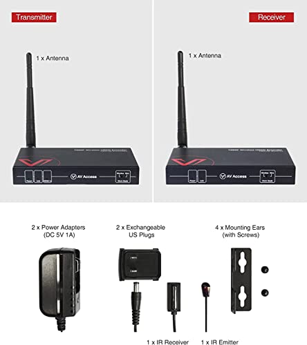Wireless HDMI Extender with Loop Out Support 1080P@60Hz up to 200m/656ft, Wireless HDMI Transmitter and Receiver Kit,Auto Optimal Channel Selection and Wired Mode Option,IR Remote Control,Less Latency