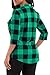 KISSMODA Womens Sexy Roll up Sleeves Deep V Neck Fitted Flannel Shirts Tops Evening Blouses Green Large