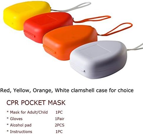 CPR RESCUE Adult/Child Resuscitation Mask Pocket Resuscitator in Carrying Case with String (Red)