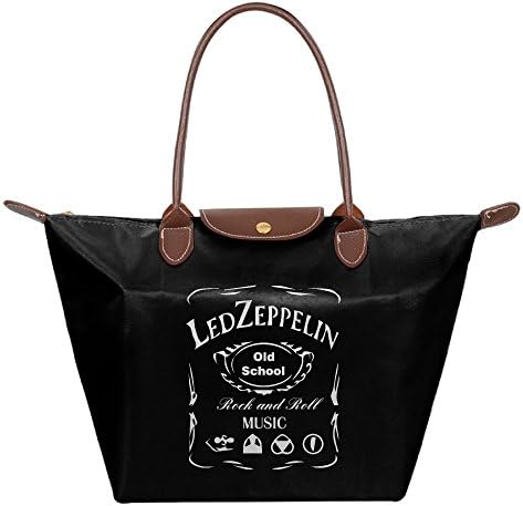 Women's Led Zeppelin Rock And Roll Band Foldable Large Tote Bags Shopping Beach Shoulder Handbags Purse