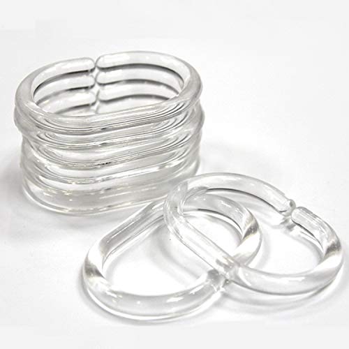 HiGift 36 Pack Transparent Shower Curtain Rings Curtain C Rings Hook Hanger Bath Drape Loop Clip Glide
