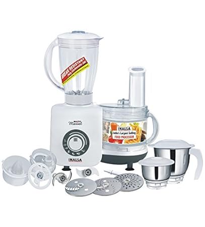 Inalsa Maxie Marvel 800-Watt Food Processor (White/Grey)