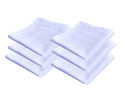 BonjourMrsMr Solid Mens Fashion White 100% Contton Hankerchifs Hanky