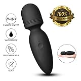 Mini Wand Massager,Fovel Wireless Cordless Portable Small Size Handheld Powerful Massage for Back Neck Shoulder Silent Waterproof USB Chargeable,Black