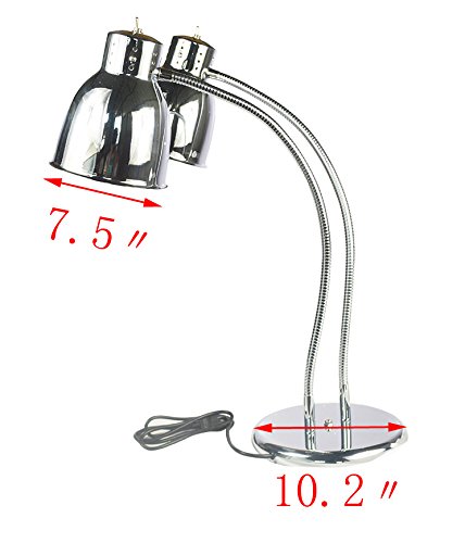 Dual Food Heat Lamp 2 Bulb Countertop French Fries Fried Chicken Warmer 110V #239307