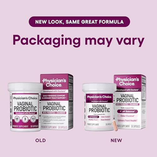 Physician's CHOICE Vaginal Probiotics for Women - pH Balance, Odor Control, Yeast Balance, Vaginal Flora & Feminine Health - 6B CFU with Organic Prebiotics and Cranberry Extract - 30 CT