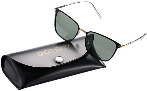 Vintage Mirror Lenses UV Protection Polarized Unisex Sunglasses for Men and Women (gold frame/blackish green lens, as pictures)