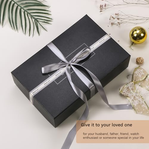 BEWISHOME Watch Box -10 Slot Wooden Watch Cases for Men Watch Storage with Real Glass Top, Mens Watch Organizer Holder with Removable Pillows, Smooth PU Leather Interior, Brown SSH10Y