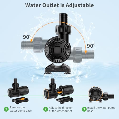 POPOSOAP 4600 L/h DC Pond Pump, Safe 24V Low Voltage Quiet Water Feature Pump with AC/DC Converter, 4 Hose Adapters for Garden Ponds, Aquariums, Fountains, Water Features