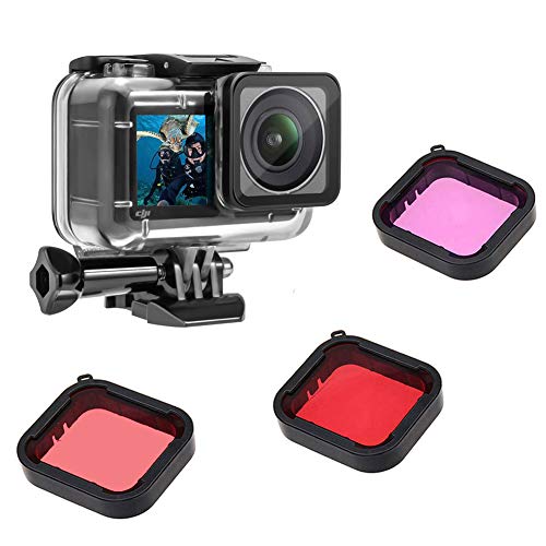 Waterproof Case for DJI OSMO Action Camera Accessories, Housing Case Protective Shell with Anti Fog Inserts and Filter Kit Suitable for Underwater Diving Photography 61M