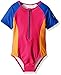 Speedo Girls' Toddler Short Sleeve Zip one Piece Swimsuit