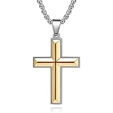 JO WISDOM Gold Men's Cross Necklace 316L Stainless Steel Large Jesus Christ Pendant Religious Jewelry Chain 24"