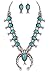 Jayde N' Grey Navajo Southwestern Squash Blossom Turquoise Necklace (Turquoise Large Size)