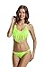 zeraca Women's Fringe Halter Top Low Rise Bottom Bikini Bathing Suits (L14, Lime Punch)