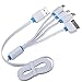 USB Cable,USB Charging Cable ,4-IN-1 Premium Quality USB Adapter Charging Cable for Iphone 6 Plus, 6, 5s 4 4s,Android Smart Phones and Tablets (white&blue)