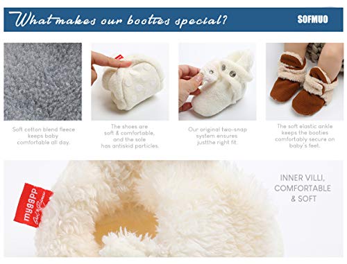 image for SOFMUO Unisex Baby Cozy Fleece Booties with Non Skid Bottom Newborn So