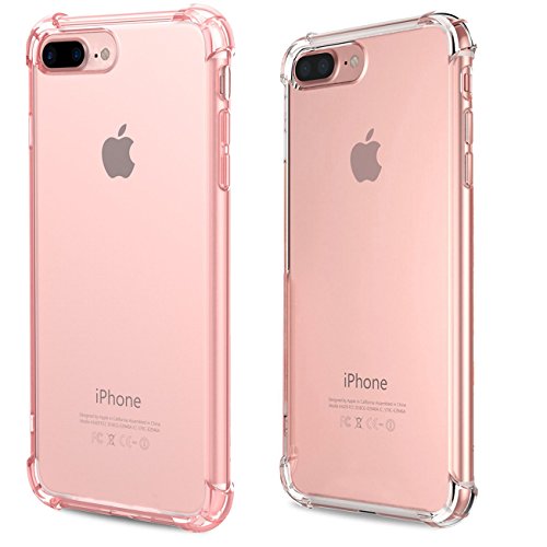 CaseHQ iPhone 7 Plus Case, iPhone 8 Plus Case,Crystal Clear Shock Absorption Bumper Slim Fit,Heavy Duty Protection TPU Cover Case for Apple iPhone 7 Plus (2016)/iPhone 8 Plus (2017) -Clear+Rosegold - Thumbnail 7