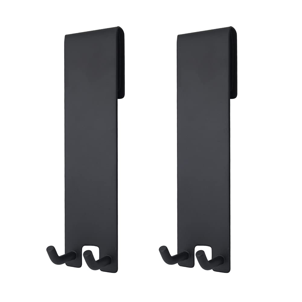 TWSTYFAL Pack of 2 hooks for shower wall, shower hooks without drilling, sink sponge holder, waterproof, for glass thicknesses of 6-12 mm (matte black)