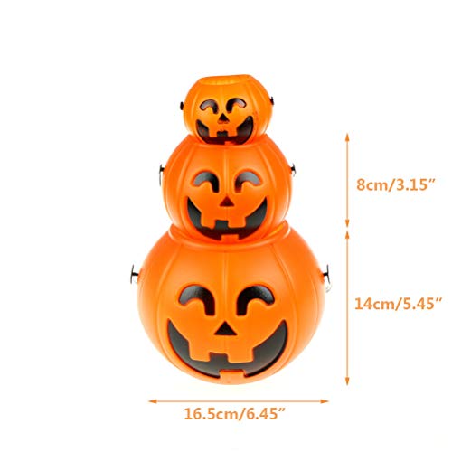 Ioffersuper 24 Pcs Mini Trick or Treat Halloween Plastic Candy Buckets, Candy Holders for Halloween Party Decoration, Pumpkin Style (S) - Thumbnail 3