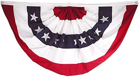 Gong Home American Flag Bunting, 3 x 1.5 Ft Outdoor Pleated Fan Flag, Half Fan Banner,Brass Grommets, Red White Blue Half Fan Banner, Patriotic decorations, Polycotton (36" x 18")
