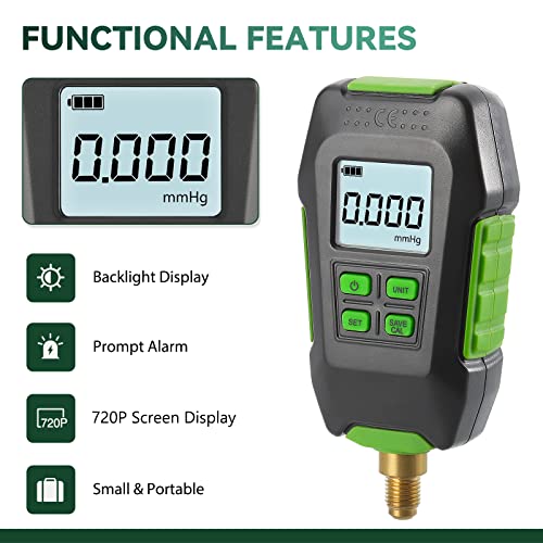 Antstone Digital Vacuum Gauge HVAC Micron Gauge Vacuum Tester Micron