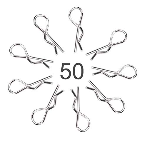 Tbest RC Car Clips, 50 Pieces Springy R Body Clips Universal Replacement for 1/10 1/12 1/16 Scale RC Car Body Rc Car Pins