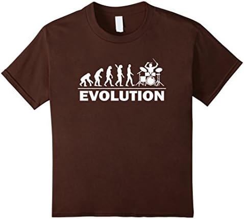 Kids Drummer Evolution Funny Drums Rhythm T Shirt 10 Brown
