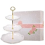 BonNoces 3-Tier Porcelain Embossed Cupcake Stand