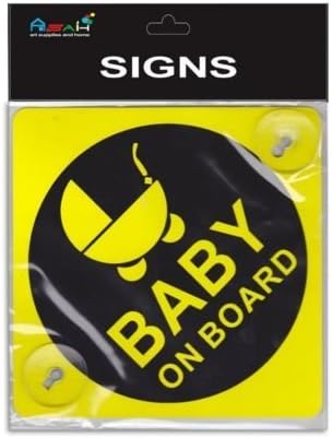 2 X 14Cm Baby On Board Plastic Signs Yellow With Suction Caps Mq-300