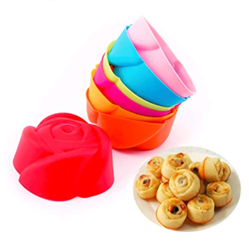 Dalkeyie 1pcs Silicone Rose Muffin Cookie Cup Cake Baking Mold Chocolate Jelly Maker Mould