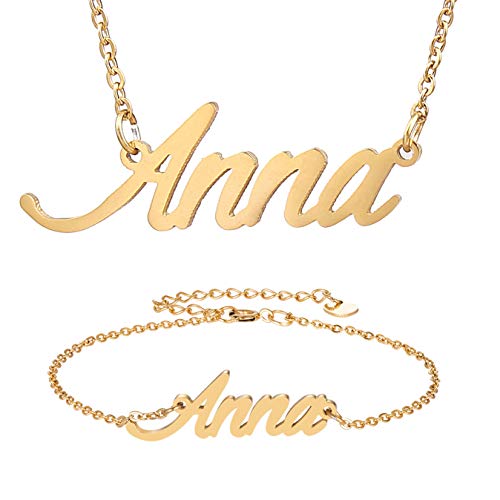 HUAN XUN Anna Name Necklace Bracelet Couple