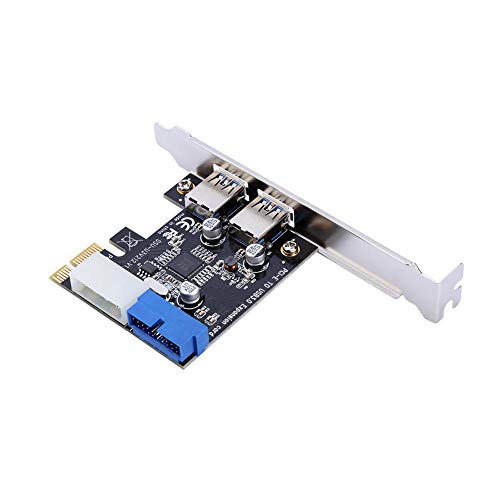 V BESTLIFE PCI-E to Smart 2 Ports USB3.0 Expansion Serial Card Adapter with Front 19PIN Interface, Support Windows XP 32/64, Windows 7 32/64, Windows8, Windows8.1, Windows10 Operating System
