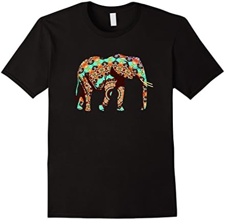 Men's Elephant T-shirt, Animal Rights, Conservation, Mosaic Nature XL Black