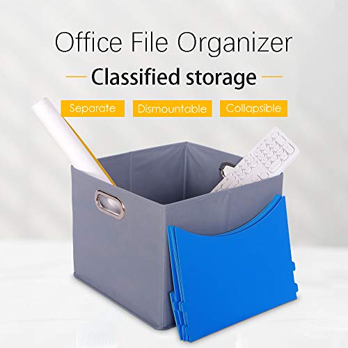 ATBAY File Storage Box with lids Large Capacity Office File Organizer for Letter Size Have 5 compartments ,Gray (1 Pack) - Thumbnail 2