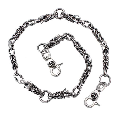 Uniqsum Confront Dragon wallet chain Swivel Trigger snap Jean Biker Punk Key chain (A Silver)