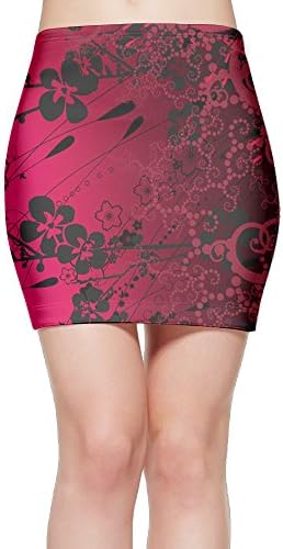 Lijixian Flowers Women's Casual Stretchy Bodycon Sexy Slip-On Pencil Mini Skirt