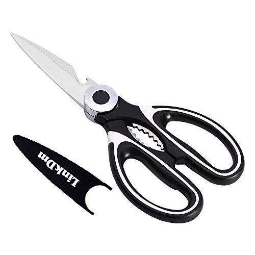 4 Pack Heavy Duty Kitchen Shears Stainless Steel Multi-Function Kitchen Scissors With Sharp Blade，Scissors protection sleeve (Black) - Thumbnail 5