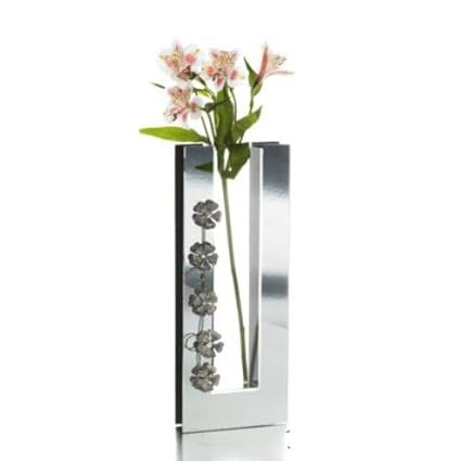 15 Mirror Vase With Silver Flowers Amazon Co Uk Kitchen Home