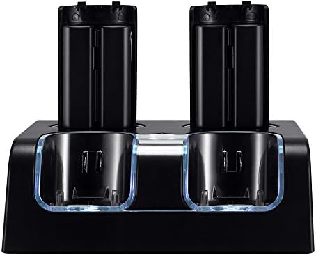 Kycola Wii Batteries NA10 Wii Charging Dock Station With 4 High Capacity 2800mAh Rechargeable Replacement Wii Batteries for Wii Remotes(Black)