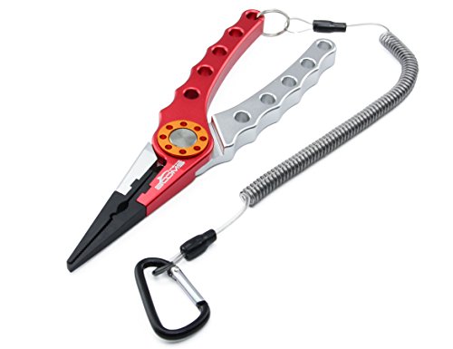 UPC 703681321494, Booms Fishing X1 Aluminum Fishing Pliers Resistant Saltwater for Cutting Braid Line and Remove Hooks or Lure with Coiled Lanyard and Belt Holder Sheath 6 Color Available