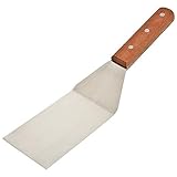 BBQ Grill Square End Stainless Steel Spatula Wooden Handle 7.5
