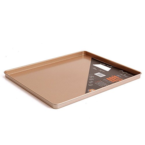 Click Here to See More Images Carbon Steel Roasting Tray,Nonstick Rectangular Bakeware 12 x 10 Inch,Gold